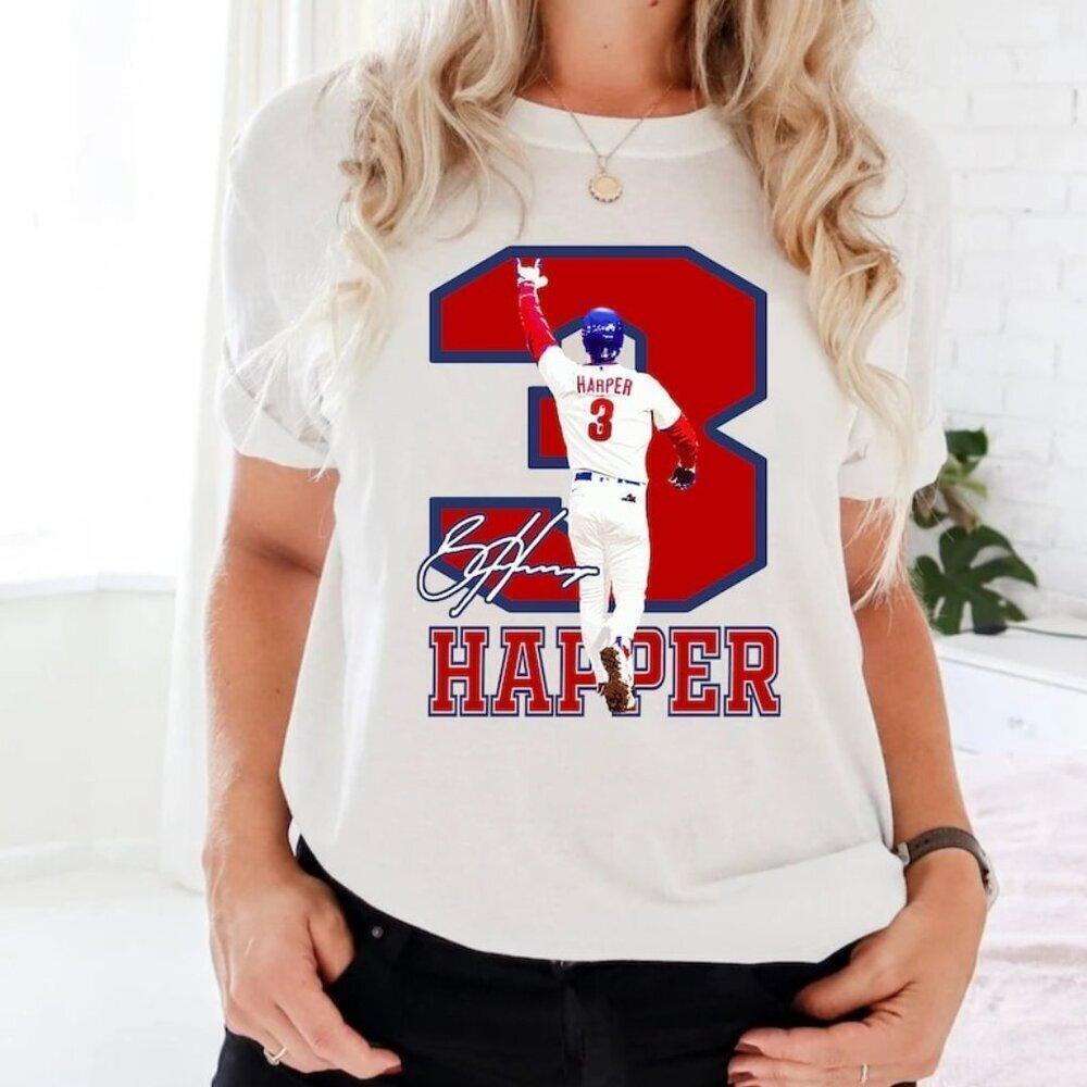 Bryce Harper Signature Baseball T-Shirt Mlb Phillies Sports Fan Gift Graphic 17